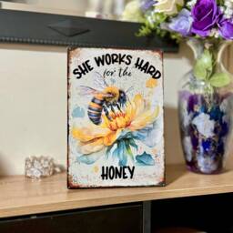 Metal Bee Sign, Bumble Outdoor Wall Art, Birthday Day Gift For Mum, Garden Gifts Women - thumbnail 2