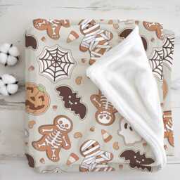 Halloween - Cookies, Sherpa Fleece Blanket, Decor, Kids Bedding, Blankets, Children's Room, Skeletons & Bats, Blanket - thumbnail 2