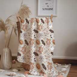 Halloween - Cookies, Sherpa Fleece Blanket, Decor, Kids Bedding, Blankets, Children's Room, Skeletons & Bats, Blanket - thumbnail 3
