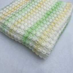 Hand Knitted Baby Blanket Super Soft Waffle Knit, Multicoloured Marble Yarn - thumbnail 2