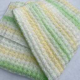 Hand Knitted Baby Blanket Super Soft Waffle Knit, Multicoloured Marble Yarn - thumbnail 3