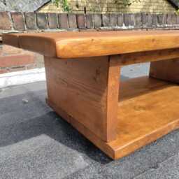 Rustic Whitewood Coffee Table Pinewood Side Table With Storage - thumbnail 3