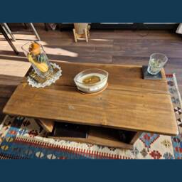 Rustic Whitewood Coffee Table Pinewood Side Table With Storage - thumbnail 2
