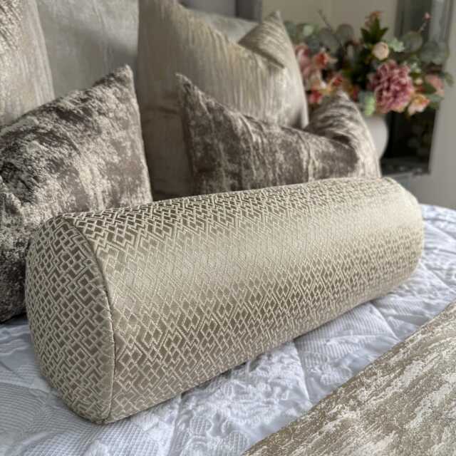 "Modern Bed Cushion Adriana Sandstone Bolster Cylinder/Pillow 16"" X 6" - image 1