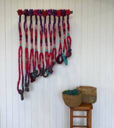 "Wall Hanging - Art Tapestry Handmade Wool Decor Contemporary Textile ""Fuccia"", 31"" X 47" - thumbnail 1
