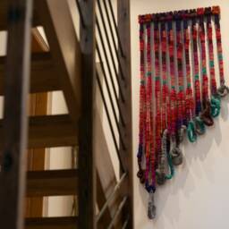 "Wall Hanging - Art Tapestry Handmade Wool Decor Contemporary Textile ""Fuccia"", 31"" X 47" - thumbnail 3