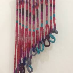 "Wall Hanging - Art Tapestry Handmade Wool Decor Contemporary Textile ""Fuccia"", 31"" X 47" - thumbnail 2