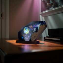 Astronaut Galaxy Resin Lamp - Cosmic Led Night Light With Spaceship Scene - thumbnail 3