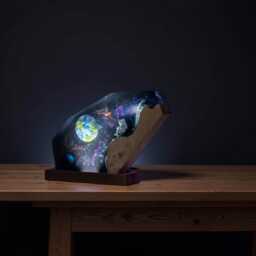 Astronaut Galaxy Resin Lamp - Cosmic Led Night Light With Spaceship Scene - thumbnail 4