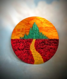 Wizard Of Oz Metal Wall Art Hand-Painted Emerald City & Yellow Brick Road - thumbnail 1