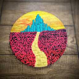 Wizard Of Oz Metal Wall Art Hand-Painted Emerald City & Yellow Brick Road - thumbnail 3
