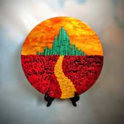 Wizard Of Oz Metal Wall Art Hand-Painted Emerald City & Yellow Brick Road - thumbnail 2