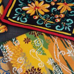Embroidered Pillow Cover With Yellow Orange White Flower- Boho Style Handmade Home Decor- Plants Botanic Pillow - thumbnail 4