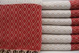 "Turkish Peshtemal, Red & White Towel, Hammam Towel, Bohemian Towel, Cotton Towel, Peshtemal, 40""x67"