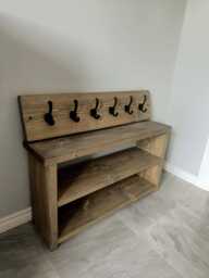 Handmade Wooden Shoe Bench Two Shelves & Coat Rack - Many Colours & Sizes