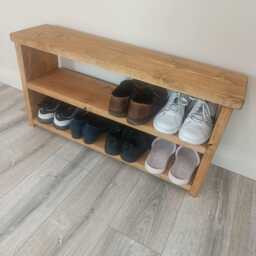 Handmade Wooden Shoe Bench Two Shelves & Coat Rack - Many Colours & Sizes - thumbnail 3