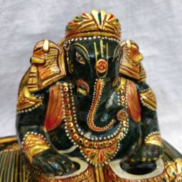 Green Jade Ganesha, Gemstone Ganesh, Religious Artifacts, Lord Spiritual Idols, Prayer Puja Yoga Idol, Home Decor Showpiece - thumbnail 4