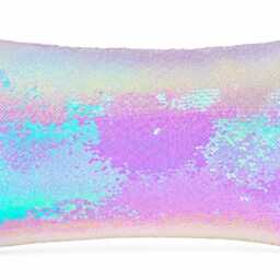 White Sequin Pillow Cover, Silver Reversible Pillow, Iridescent White Fish Scale Pink & Pillow For Baby Nursery - thumbnail 2
