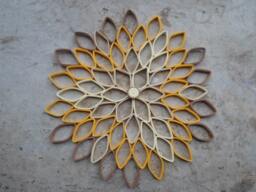 Handmade Dahlia Paper Wall Art Yellow Beige Geometric Flower Decor - thumbnail 1