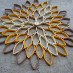 Handmade Dahlia Paper Wall Art Yellow Beige Geometric Flower Decor - thumbnail 2