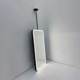 Ceiling Suspended Quadris Illuminated Rectangular Mirror With Minimalist Bronze Patina Frame - thumbnail 2