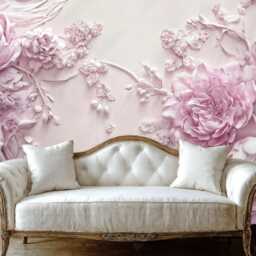 3D Pink Peony Wallpaper Mural Modern Floral Wall Decor - thumbnail 2