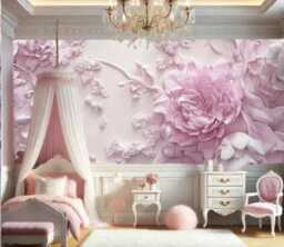 3D Pink Peony Wallpaper Mural Modern Floral Wall Decor - thumbnail 1