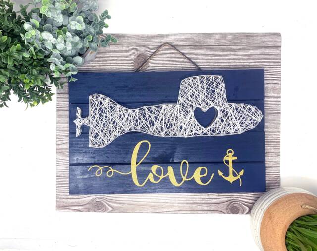 Submarine Love String Art - United States Navy Submarine Wall Decor, Semi-Custom Art - image 1