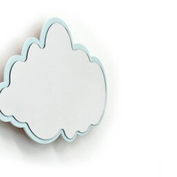 Safety Mirror Cloud Powder Blue With Led Light - Wall Decor Nursery Kid Wooden - thumbnail 3