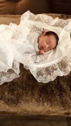 Baby Girl Gift Lace Blanket Shower White Cotton Ribbon Receiving - thumbnail 1