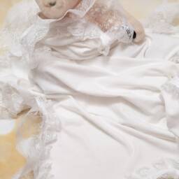 Baby Girl Gift Lace Blanket Shower White Cotton Ribbon Receiving - thumbnail 4