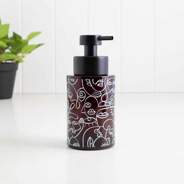 250Ml Amber Glass Soap Dispenser With White Artistic Wrap - Refillable Pump Bottle Sustainable Eco Design For Modern Bathrooms - image 1