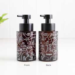 250Ml Amber Glass Soap Dispenser With White Artistic Wrap - Refillable Pump Bottle Sustainable Eco Design For Modern Bathrooms - thumbnail 2