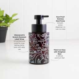 250Ml Amber Glass Soap Dispenser With White Artistic Wrap - Refillable Pump Bottle Sustainable Eco Design For Modern Bathrooms - thumbnail 3