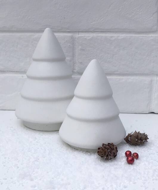 Handmade Concrete Christmas Trees - Minimal Festive Modern Trees Shelf Styling Ornament Cement White Or Black - image 1