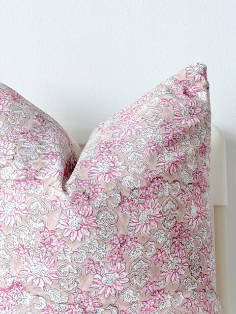 Indian Block Print Pillow Cover Floral Batik Textile, 20 - image 1