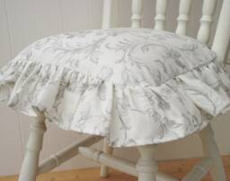 Laura Ashley Handmade Frilled/Ruffle Dining Chair Cushion With Bow Fastener & Feather Pad - thumbnail 1