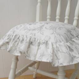 Laura Ashley Handmade Frilled/Ruffle Dining Chair Cushion With Bow Fastener & Feather Pad - thumbnail 3
