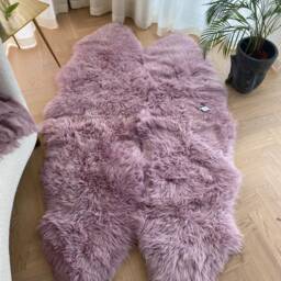 Lilac Sheepskin Rug , Pale Lilac , Large Large Bed Cover Chair Sofa Throw Fluffy Rug, Interiors - thumbnail 3