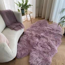 Lilac Sheepskin Rug , Pale Lilac , Large Large Bed Cover Chair Sofa Throw Fluffy Rug, Interiors - thumbnail 2