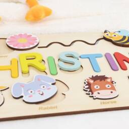 Personalized Baby Busy Board Name Puzzle - Montessori Toy Birthday Or Christmas Gift For Toddlers, Custom Girl Boy - thumbnail 2