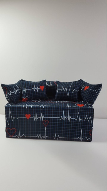Hand-Made Ekg & Heart Couch/Sofa Tissue Box Cover - Tissue Box Not Included