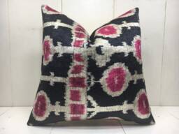 Handwoven Silk Ikat Pillow Cover, Modern Home Decor - 16x16 - thumbnail 1