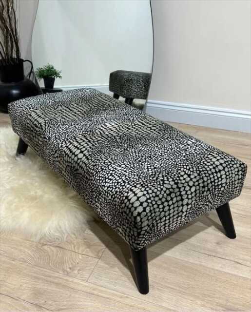 Premium Leopard Skin Pattern Fabric Ottoman Footstool Pouffe Footrest Coffee Table, Kids Toys & Blanket Storage Free Delivery UK - image 1