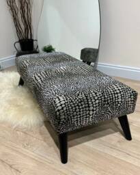 Premium Leopard Skin Pattern Fabric Ottoman Footstool Pouffe Footrest Coffee Table, Kids Toys & Blanket Storage Free Delivery UK - thumbnail 2