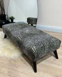 Leopard Velvet Ottoman Footstool, Plush Fabric, Kids Toy Storage