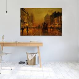 John Atkinson Grimshaw, Briggate, Wall Hangings, Wall Art, Mounted Canvas Print Ready To Hang - thumbnail 3