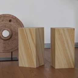 Handcrafted Limestone Display Plinths - Beige Sandstone Pedestals, Set Of 2 - thumbnail 3