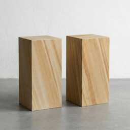Handcrafted Limestone Display Plinths - Beige Sandstone Pedestals, Set Of 2 - thumbnail 1