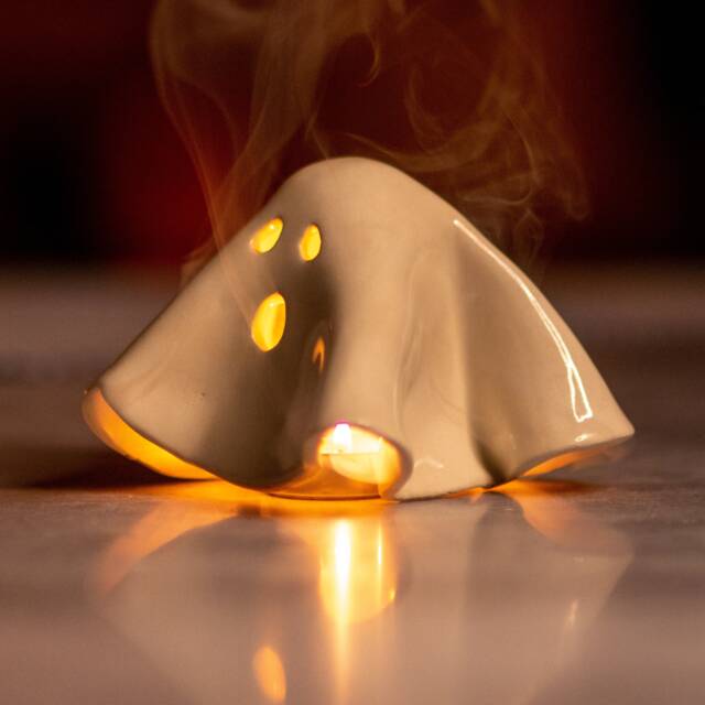 Ghost Tea Light Holder, Halloween Incense Holiday Home Decor - image 1